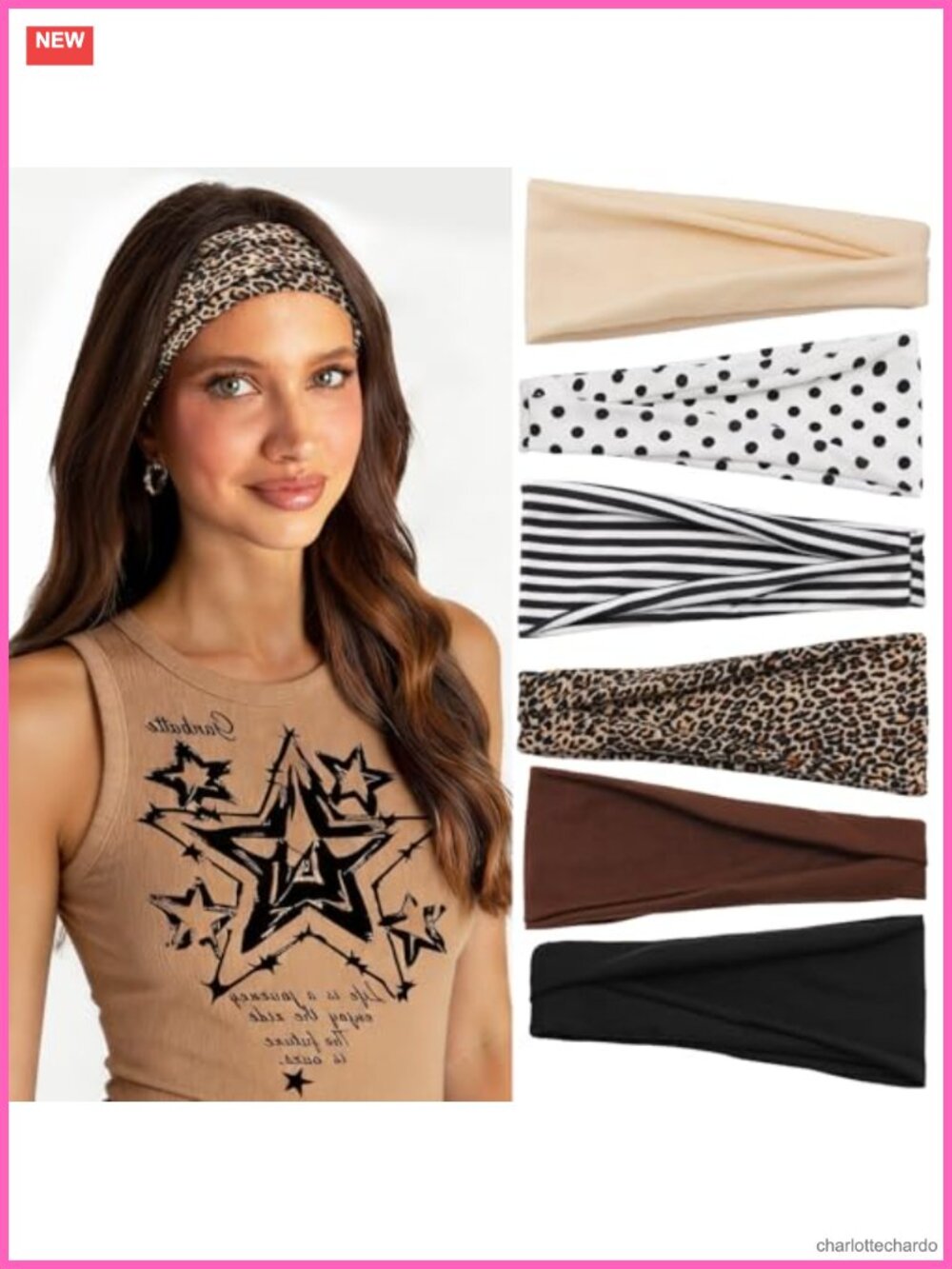 6 Pack Wide Headbands for Women Non Slip Elastic Polka Dot